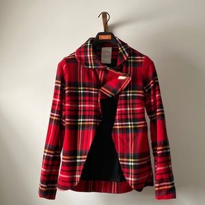 Red Tartan Fitted Blazer Jacket